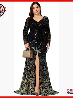 Plus Size Sequin Maxi Dress Formal Cocktail Evening Party Wear